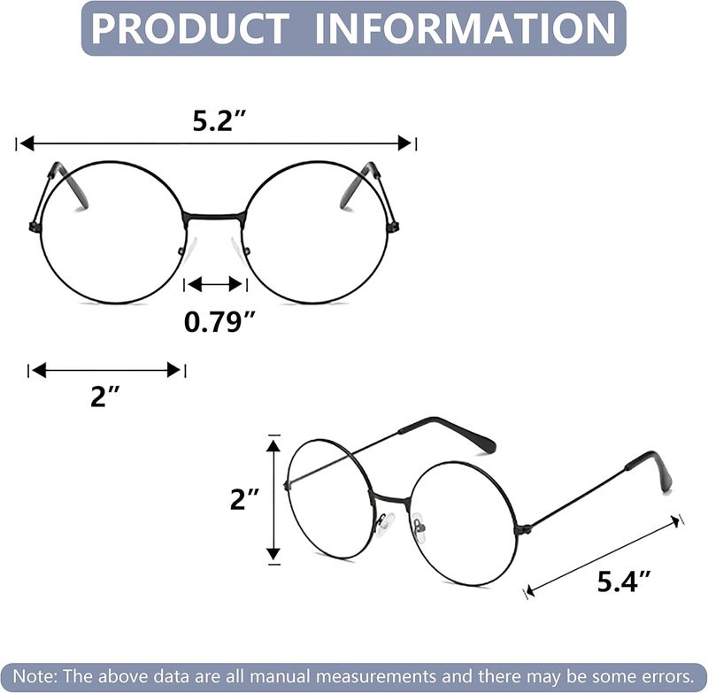 SOHUPAC Classic Round Glasses Retro Circle Eyeglasses Clear Lens Metal Frame Accessories Non-Prescription For Men Women - Image 4